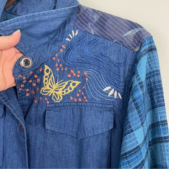 JOHNNY WAS Moonlight Tie Dye Patchwork‎ Boho Utility Jacket Size Large - Picture 6 of 13